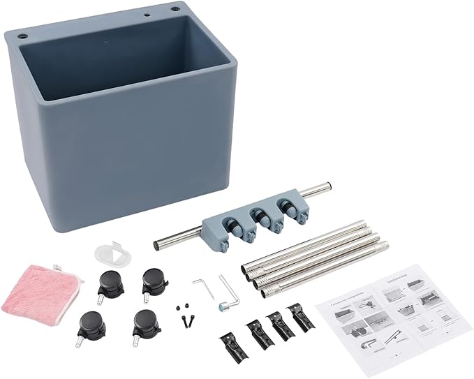 Floor Mop Sink, Mop Service Basin with Cleaning Tool Rack, Floor Mount Slop Sink with Wheels, With Drainage, for Kitchen, Laundry Room, Bathroom and Industrial Use (3 Mop Slots/4 Hooks)