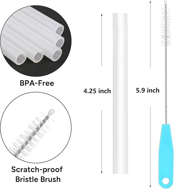 CampTek Replacement Straws Compatible with CamelBak eddy+12 oz Kids Insulated Stainless Steel Water Bottle, 4 BPA-FREE Straws and 1 Straw Cleaning Brush(12OZ)