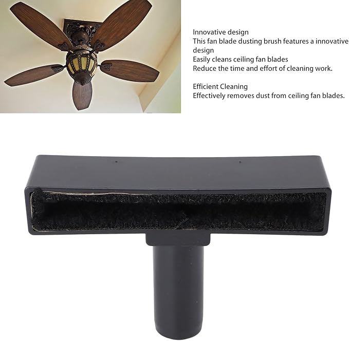 Ceiling Fan Blade Cleaner Duster, Fan Blade Cleaning Tool with Washable Brush Attachment, Multifunctional Ceiling Fan Duster for Home Use (Black)