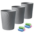 YGJT Small Trash Can, 3 Pack 1.8 Gallons Bathroom Trash Can Waste Basket, Round Garbage Can, Plastic Trash Bin for Kitchen, Dorm, Bedroom, Office, Living Room, Study, Compact Spaces(Grey)