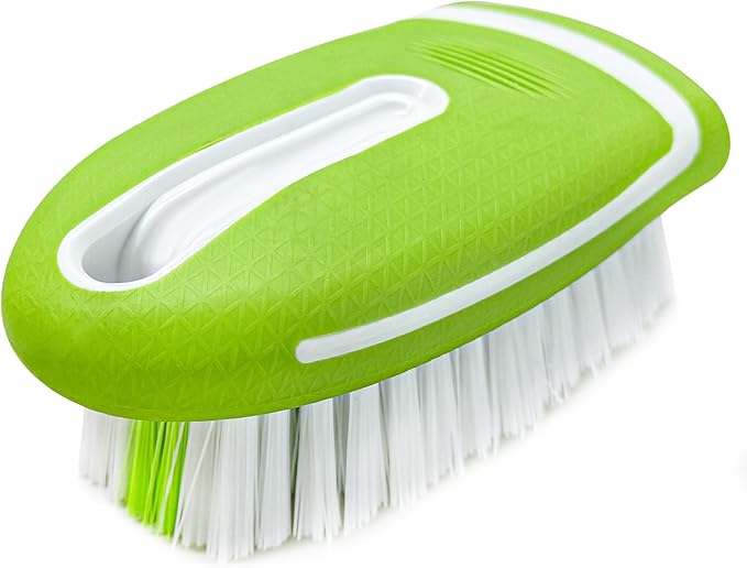 Carpet and Upholstery Cleaning Brush, Stiff Bristle Detailing Scrubber for Car Interior & Home, Portable Ergonomic Scrub Brushes for Floor Mat Carpet Leather Seat Couch (Green)