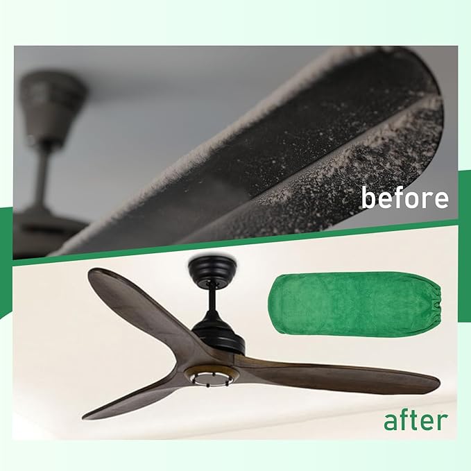 4 PCS Ceiling Fan Duster Kits,100% Microfibre Fan Blade Cleaner for high Ceiling Fan Blades.Machine Washable and Reusable,Includes 2 Ceiling Fan dusters and 2 Microfibre Towels
