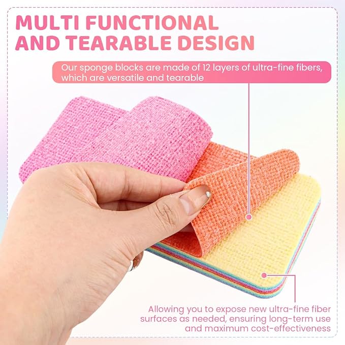12 Layer Microfiber Sponge Block, Non-Scratch Microfiber sponges Kitchen Dish Sponge for Washing Dishes, Easy Cleaning(Multi-Color)