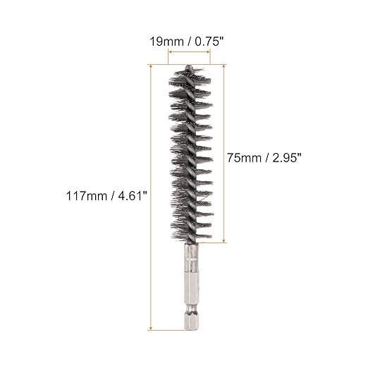HARFINGTON 2pcs Stainless Steel Bore Brush 19mm Dia Cleaning Wire Brush with Handle 1/4 Inch Hex Shank for Tubes, Ports, Bearings