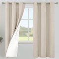 YoungsTex Oatmeal Linen 100% Blackout Curtains 72 Inch Length for Bedroom, Room Darkening Thermal Insulated Window Drapes with Grommet for Living Room Farmhouse, 2 Panels, 42 X 72 Inch
