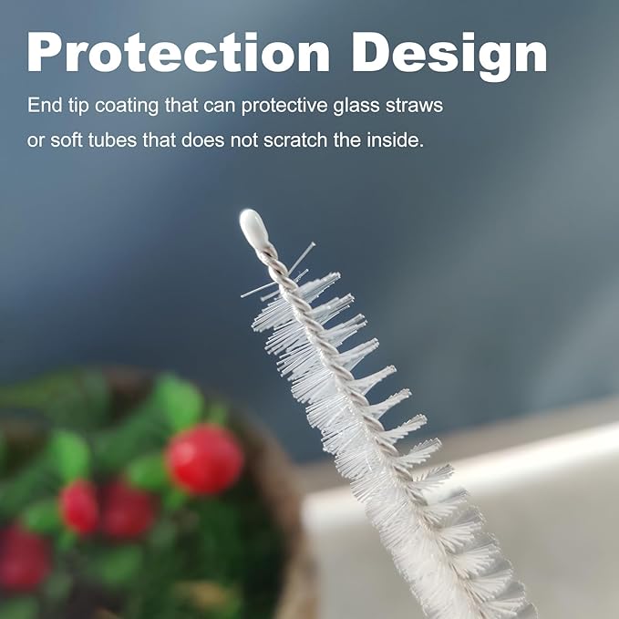 6Pcs Straw Cleaner Brush, 3-Size Extra Long Drinking Straw Cleaning Brush for Stanley Mug 40oz 30oz 20oz 14oz, 10mm Wide Straw Cleaner Brush for Water Bottle, Glass Silicone Metal Straws and Tubes