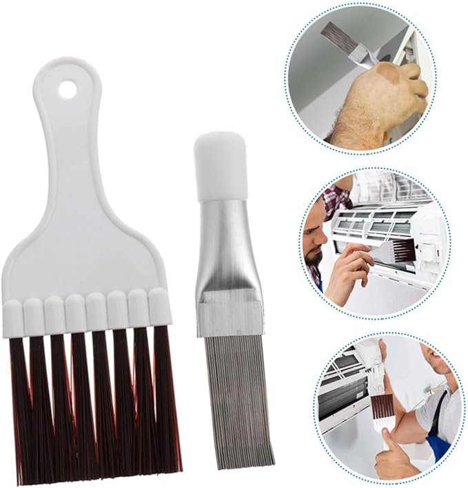 Cabilock 2sets Air Conditioner Cleaning Tool Fin Comb Radiator Brush for Efficient Dust Removal Compatible Condensers Fins Lightweight Easy to Use