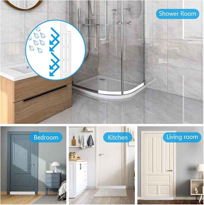 Ainiv Door Draft Stopper Under Door Seal, 2" W x 39" Cutable Soundproof Door Seal, Adhesive Under Door Sweep Weather Stripping Soundproof Kit, Under Door Draft Stopper Seals Anti-Collision-White