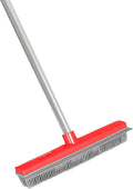 Stanley Home Products Rubber Broom with Adjustable Handle – for Carpets Floors Stairs Upholstery – Electrostatic Action Removes Pet Hair Lint Fuzz Dirt – Built-in Squeegee Tackles Wet Messes