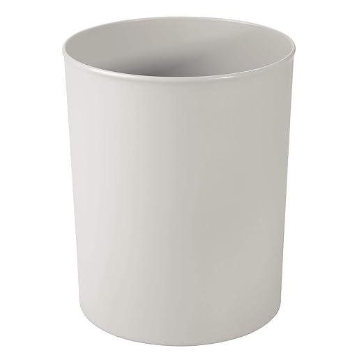 iDesign Franklin BPA-Free Plastic Round Waste Basket, 8" x 8" x 9.75", Light Gray,19802