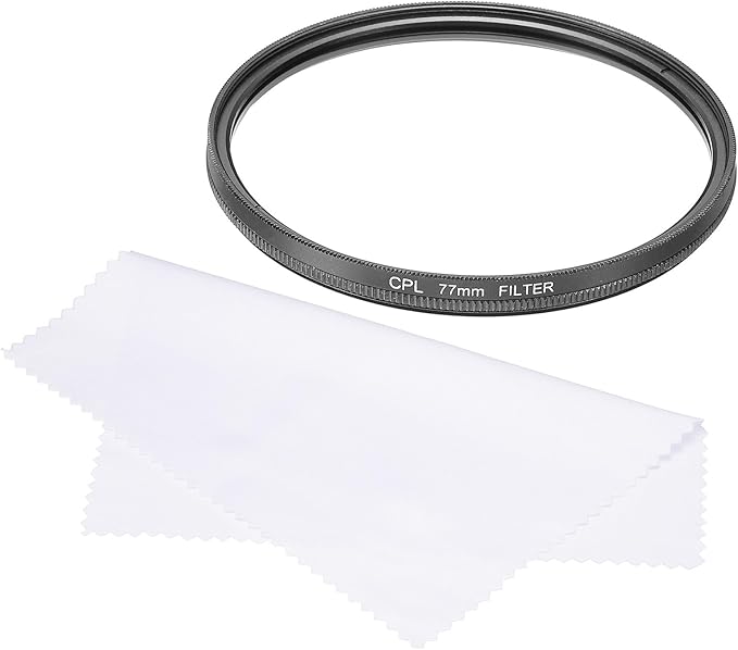 MECCANIXITY 77mm Circular Polarizer Filter, Double Sided Multi-Layer Coatings Polarizing Filter with Cleaning Cloth for Camera Lens