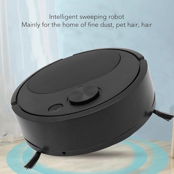 Heayzoki Robot Vacuum Cleaner, Automatic Sweeping Robot with Multiple Filtration, USB Charging Mini Smart Sweeping Robot for Wooden Flooring Tile Carpet (Black)