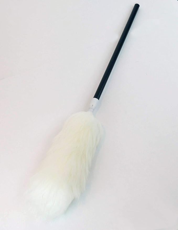 Surell Duster - Lambswool Feather Duster with Extendable 30" Handle - Anti Static Shearling Duster Head for Cleaning Cars, Ceiling Fans, Furniture, Blinds - Perfect Housewarming Gift