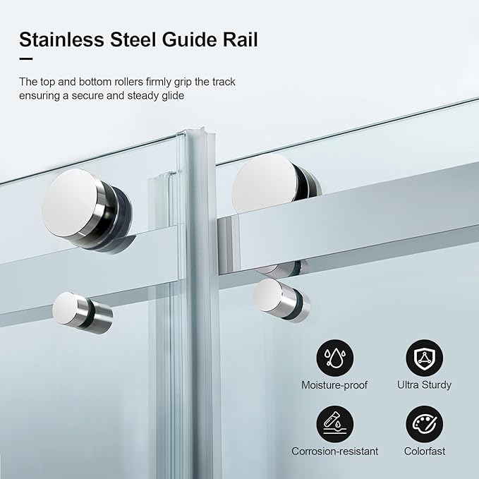 Shower Door, 56-60" W x 74" H Framed Double Sliding Shower Door with 5/16"(8mm) Clear Tempered Glass, Glass ShowerDoor w/Explosion-Proof Film Nano Coating,Brushed Nickel Finished