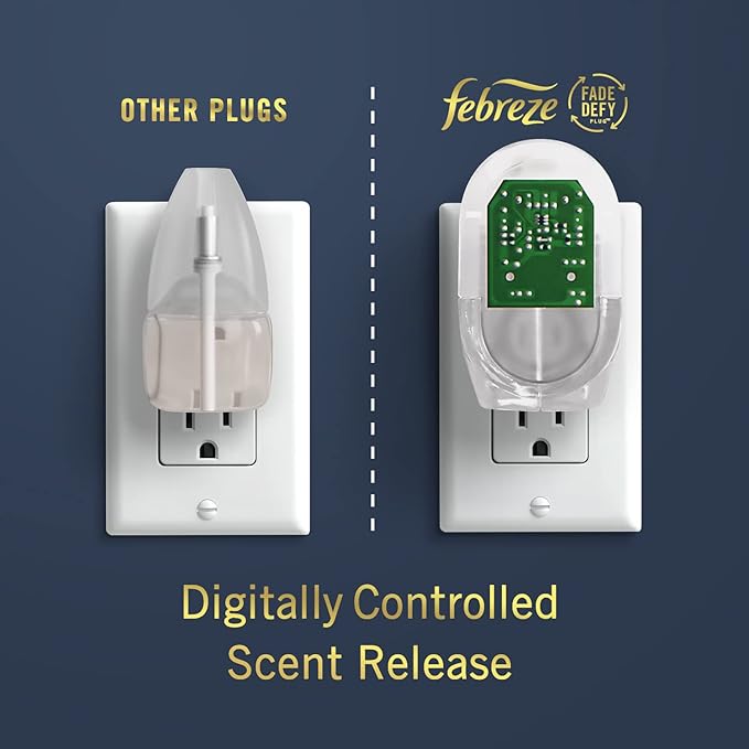 Febreze Origins Fade Defy PLUG Air Freshener & Odor Fighter, Wood, (3) .87 fl. oz. Oil Refills