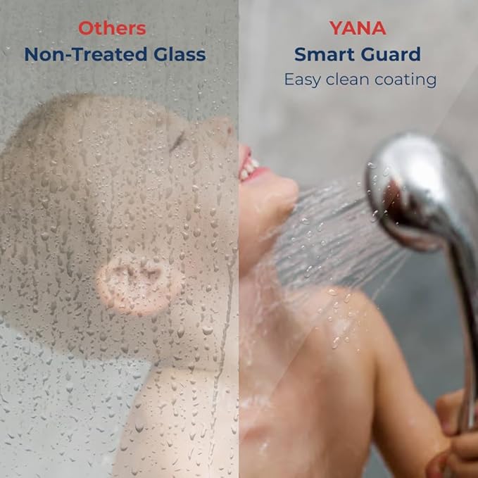 Custom Cut to Size 3/8" Shower Glass Panel - Frameless Fixed Bathroom Screen with Different Color Hardware – Tempered Glass Glass Door, Water-Resistant, Minimalist Design by Yana Glass and Mirror
