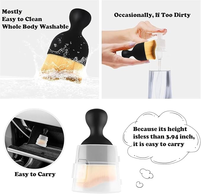 4 Pcs Car Interior Cleaning Tool,Car Interior Detailing Brush,Car Cleaning Brush Dust Collectors, Car Interior Cleaning Soft Brushes,Curved Design Dirt Dust Clean Brushes