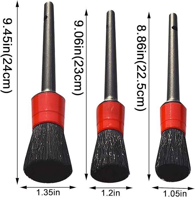 5pcs Auto Car Detailing Brush Set Car Interior Cleaning Kit Includes 3 Hair Detail Brush, 1 Brush for Cleaning Car Interior Exterior, Engines Leather Wheel (Multicolor, One Size)