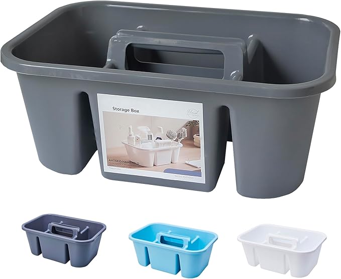 Portable Shower Caddy Basket with 4 Compartments Fits Small/Medium Bottles ≤2.36" Dia. Divided Cleaning Supplies Organizer Storage for Small Tools, Bathroom, Kitchen, College Dorm, Garden, Under Sink