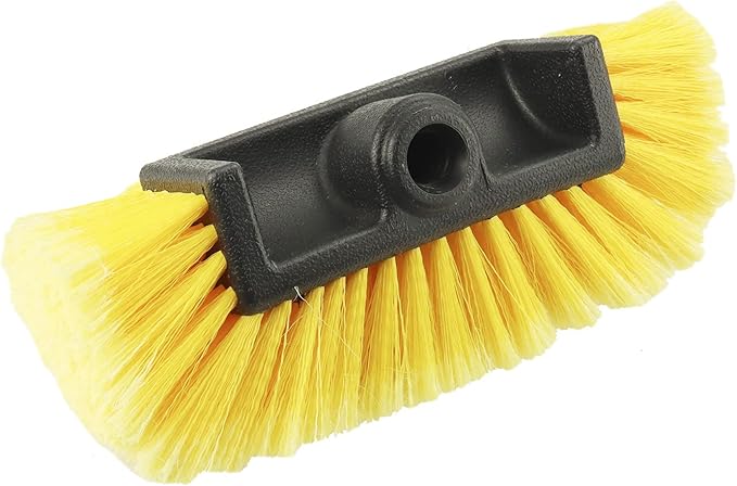 QWORK 10in Car Wash Brush Head with Soft Bristle, for Cleaning Decks, Trucks, Car, RV, Boats, Home Siding, Camper, Yellow