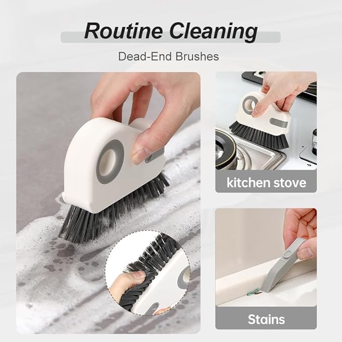 2 in 1 Groove Cleaning Brush Window Track Cleaning Tools, Hard Bristle Crevice Cleaning Brush with Hidden Scraper for Sliding Door Track, Window Sill, Window Seal (Orange 2Pcs)