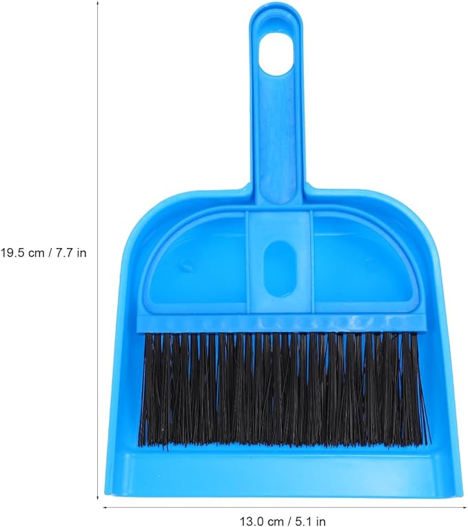 Healifty Mini Broom and Dustpan Set Small Handheld Sweeper Combo with Hanging Holes for Home Office Car Sofa and Pet Cage Cleaning Compact Cleaning Tool 7.67X5.11X1.02 Inches