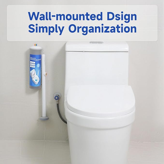 Disposable Toilet Brush, All-in-One Toilet Cleaning System,Toilet Bowl Wand Kit with 18 Count Scrubbing Pads Refills,Wall-Mounted,Compact,Multipurpose