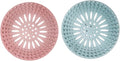2 Pack, Drain Strainers, Hair Catcher Shower Drain Covers Protector, Flexible TPR Material, Multiple Colors for Bathroom Tub Shower and Sink,Bright-Colored (Pink, Blue)