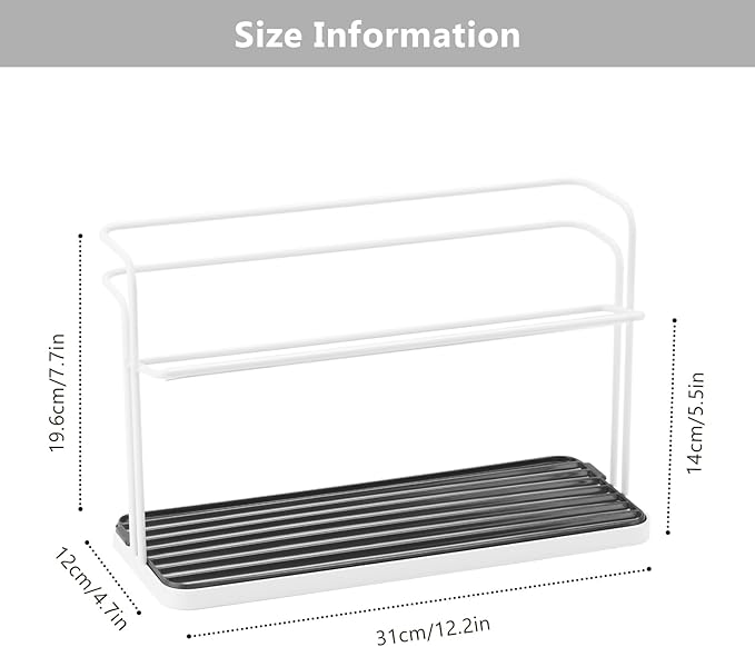 Bottle Drying Rack,Coffee Mug Holder with Drain Tray for Coffee Cup,Water Cup(White)