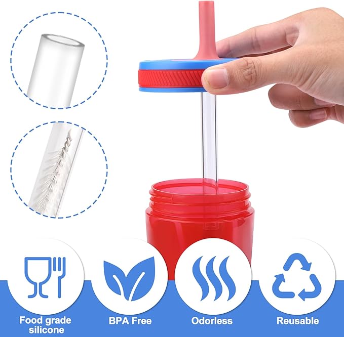 XANGNIER Replacement Straws and Bite Valve Compatible with Zak Designs Kelso 15 oz Tumbler Water Bottle,4 Pcs Reusable Silicone Straws with Cleaning Brush for Zak Designs Kelso 12 oz Cups