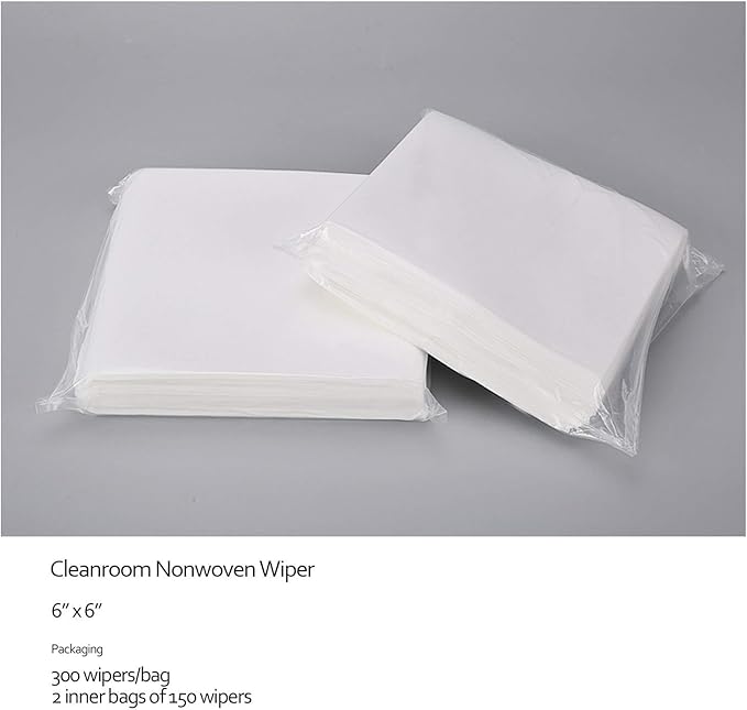 AAWipes Lint Free Wipes Disposable Cleaning Cleanroom Cellulose/Polyester Blend 6" x 6" (Grade B, 56 GSM) Bag of 300 Pcs General Purpose Lab Wipes Dry Dustless (NW05606)