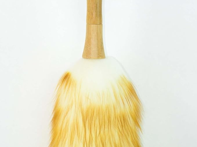 Surell Duster - Lambswool Feather Duster with 9" Wooden Handle - Anti Static Shearling Wool Head for Cleaning Cars, Ceiling Fans, Furniture, Blinds - Perfect Housewarming Gift