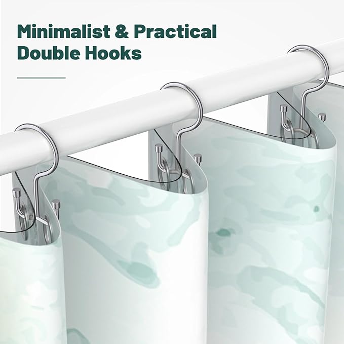 Goowin Shower Curtain Hooks, Shower Curtain Rings, Durable Rust Proof Shower Curtain Hangers, Shower Rings for Curtain, Double Glide Shower Hooks for Shower Curtain, Chrome, 24 Pack-Cylinders