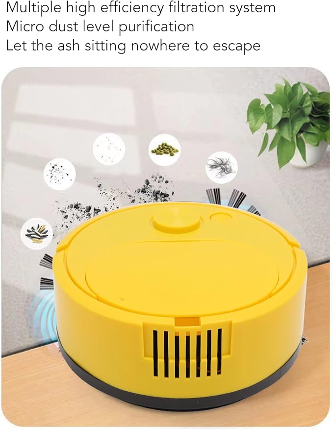 Robot Vacuum Cleaner,Mini Automatic Avoidance USB Charging Smart Sweeping Robot Strong Suction Sweeper Vacuum with Automatic Avoidance for Hard Floors Pet Hair Carpets Black Yellow (Yellow)