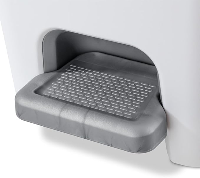 Sterilite 2.7 Gallon Rectangular StepOn Wastebasket, Small, White lid and base with Titanium pedal and Liner