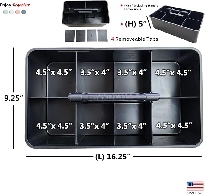 Enjoy Organizer- 2 Commercial Extra Large Portable Stackable Carry Caddy, Black, Carrier for Cleaning, Bathroom, Supplies, Tools, All-Purpose Made in USA (2)