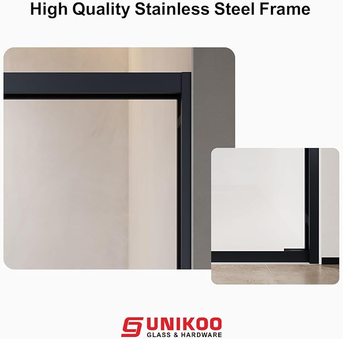 60" W x 72" H Double Sliding Frame Shower Door with 5/16" Clear Tempered Glass,Stainless Steel Roller Brackets,Waterproof Threshold Track,Easy-Cleaning Coating & Towel Bar/Knob, Matte Black