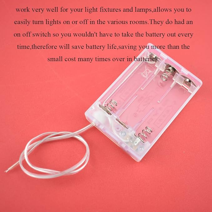 HAHIYO 4.5V 3AA Battery Holder Bundle with Wire Sturdy Cover Flexible Springs Contact Build-in Switch Batteries Transparent Case Easy Install 4 Pieces for Wall Clocks Ham Radio Kids Toys
