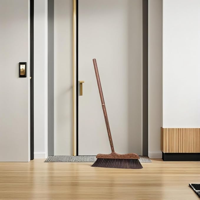 UNOMOR Handmade Soft Wood Broom - Long Handle Broom for Dust Removal, Kitchen Cleaning Sidewalk, Patio, Courtyard, Bathtub, and Floor Brush