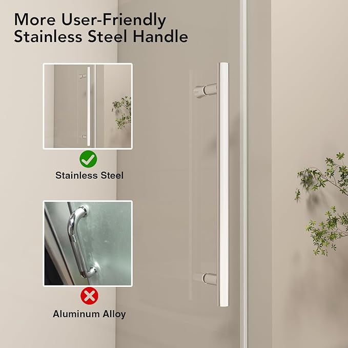 55-60” W x 76" H Single Sliding Shower Door, Frameless Shower Door with Explosion-Proof Film and Nano Coating, 1/4” (6MM) SGCC Tempered Glass, Stainless Steel Hardware, Chrome