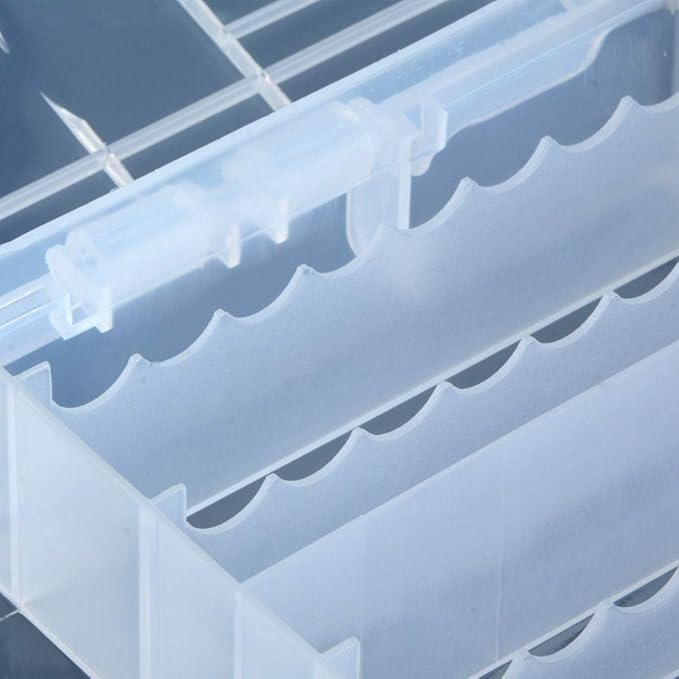 RUIAN Battery Storage Box for AA AAA Batteries, 100 Capacity Clear Plastic Organizer Container with Secure Snap-Lock, Portable Travel Case Holds 60 AA and 40 AAA Cells, 9.9x6.3x1.45 inches