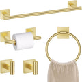Brushed Gold Bathroom Hardware Towel Bar Set, 5 Pieces Double Dase Toilet Paper Holder Towel Holder Set, 23.6 Inch Stainless Steel Towel Rack for Bathroom Wall Mount