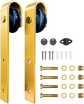 Rio Salto Brushed Brass Gold Barn Door Rollers – Extra Sliding Barn Door Hardware Kit for Interior Closet Pantry Doors – Fits 1 3/8" & 1 3/4" Panels, Supports 170 lbs – Track Not Included (Set of 2)