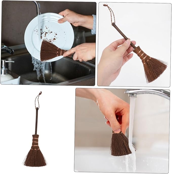 2pcs Mini Handheld Broom for Carpet Pet Hair Versatile Boys and Girls Mop and Sweeper for Dusting Portable Desk Brush with Soft Handle