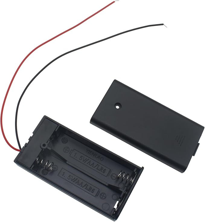 6 PCS 2 Slots AA Battery Holder Bundle with Switch and Leads Plastic AA Battery Case 2 X 1.5 V AA Battery Storage Box with Cap