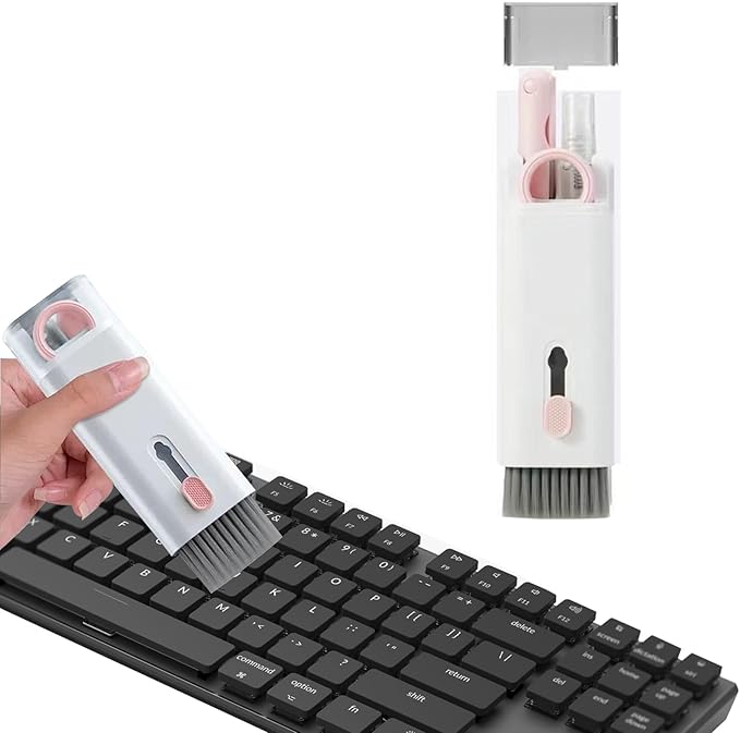 7 in 1 Electronic Cleaner Kit,Keyboard Cleaner Laptop Monitor Computer Keyboard Brush for Earphones Mobile Phones Tablets Laptop and Camera(Color:Pink)