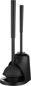 Toilet Brush & Plunger Set - Toilet Bowl Brush and Holder, 2 in 1 Bristle Toilet Brush & Plunger Set for Bathroom