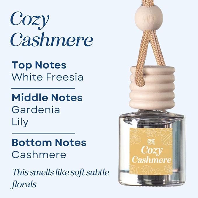 CANDECraftCo Car Air Hanging Fragrance Oil, Car Auto Freshener for Essential Oils, Scents Fragrance Aromatherapy Automobile Diffuser, Long Lasting (Cozy Cashmere)