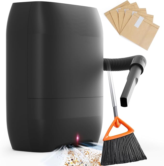 Touchless Automatic Vacuum Dustpan, Bagged Canister Vacuum with 5-Pack Disposable Dustbags, IR Sensor, LED Alerts, Handheld Accessories for Floors/Corners/Salons