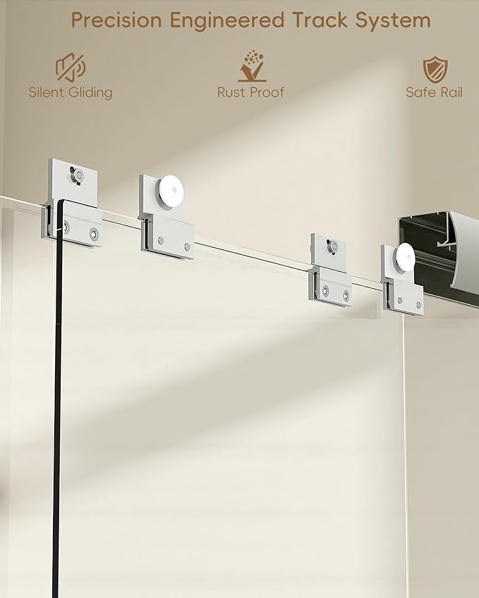Shower Door 56-60'' W x 72'' H Semi-Frameless & Double Sliding, 1/4 inch (6mm) Thickness Clear Tempered Glass for Walk-in Shower,Brushed Nickel